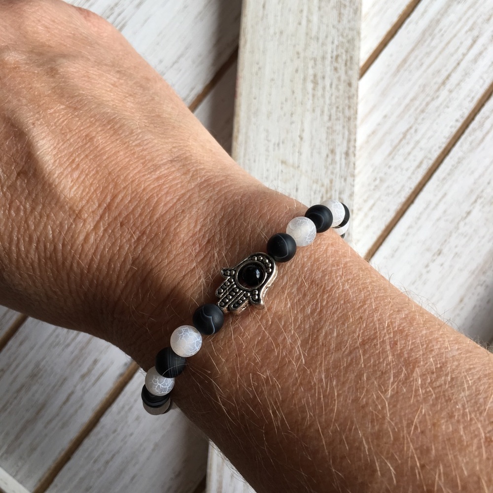 Quartz Gemstone Hamsa Bracelet - Picture 2 of 3